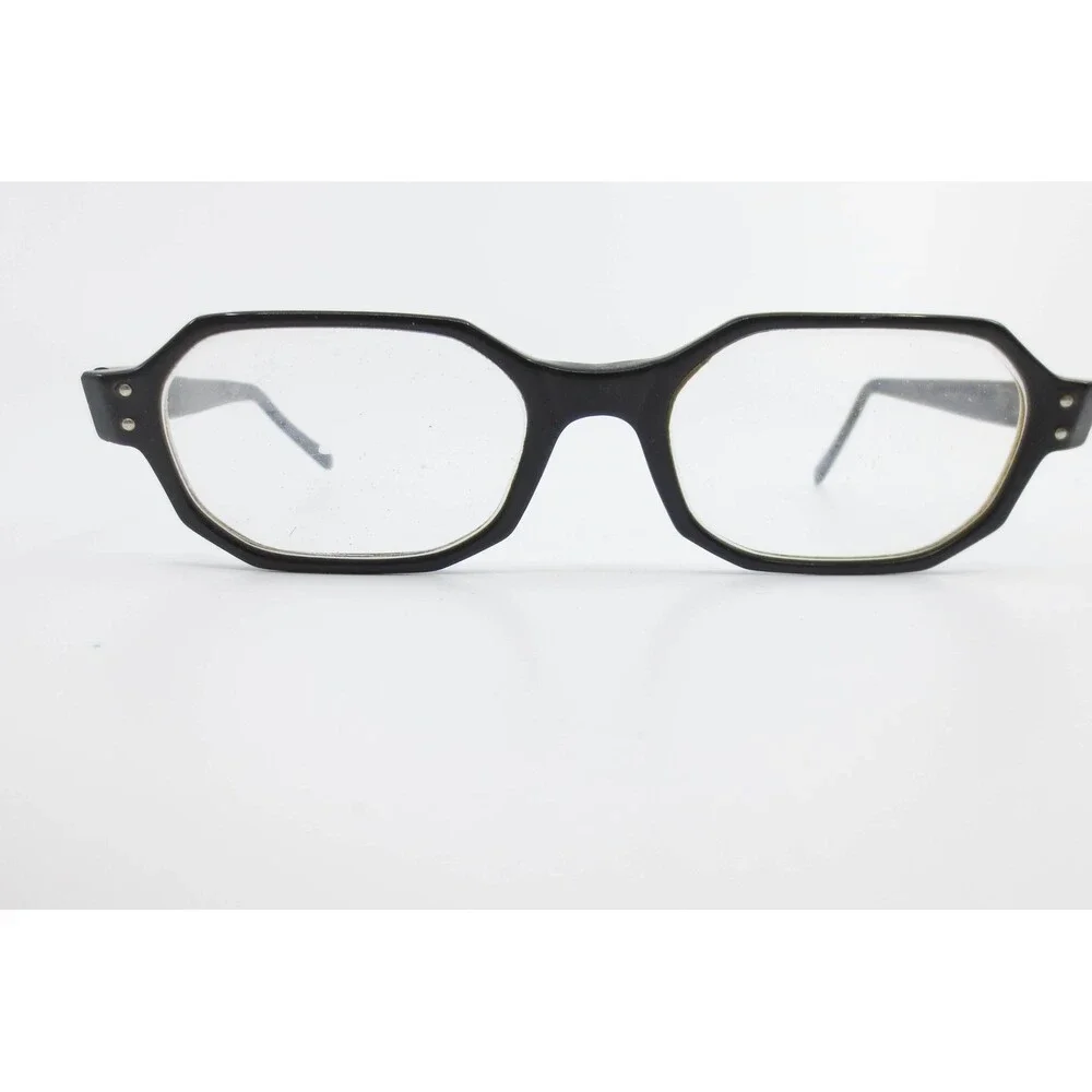 Vintage American Optical Black Geometric Hexagon Eyeglasses Frames 35553